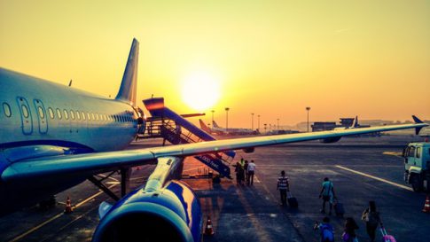 Pet Travel Airline Partners, photograph of a plane at sunset