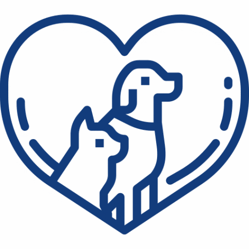 dog focused approach icon with two dogs in a love heart shape.